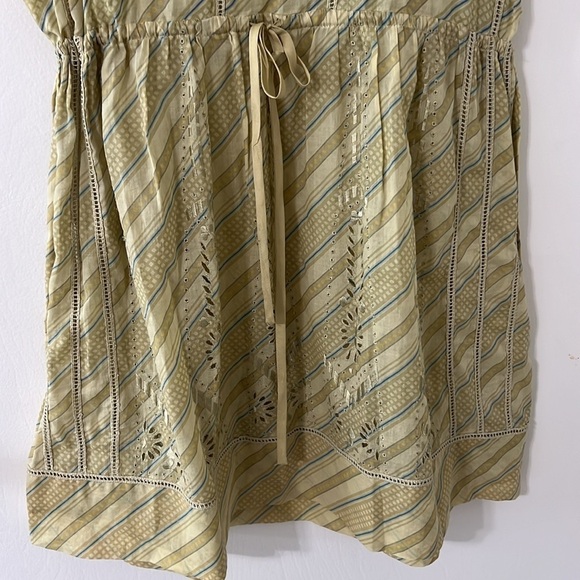 Anthropologie Meadow Rue Green Eyelet Cotton Dress Size 4 - Picture 4 of 11